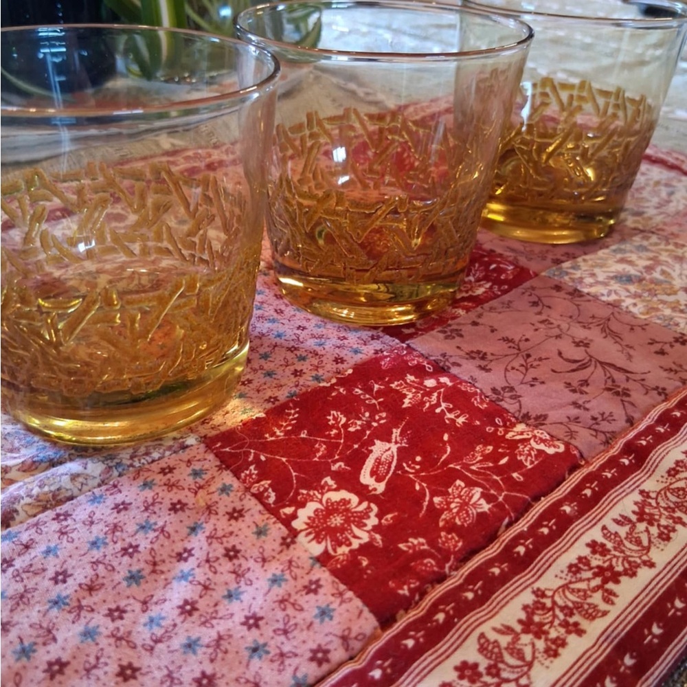 Set of Three Amber Glasses